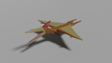 low poly pteranodonte 3d modello in dinosauro 3dexport lowpoly animale natura antico preistorico 3d print model - Mito3D