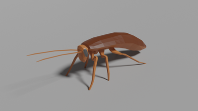 low-poly roach 3d model in insects 3dexport lowpoly animal insect wild nature 3d print model - Mito3D