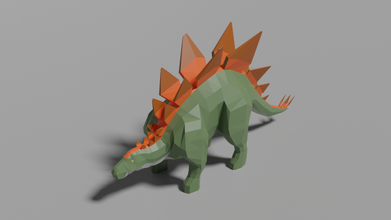 low poly estegossauro 3d modelo in dinossauro 3dexport pobre animal natureza antigo pré histórico 3d print model - Mito3D