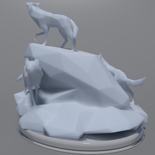 low poly wolves lowpoly wolf print decoration 3dprint art sculpture 3d print model - Mito3D