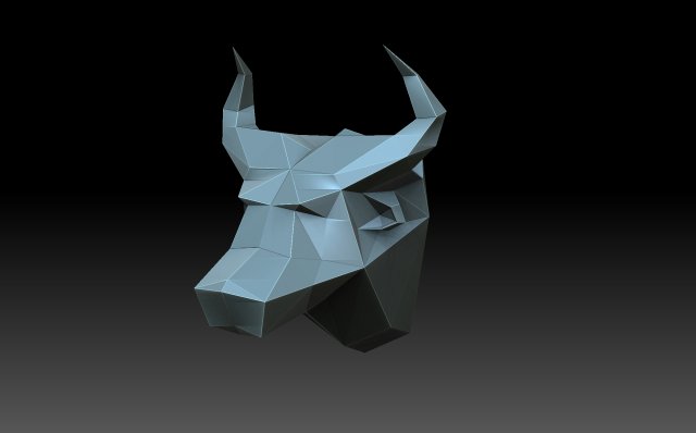 lowpoly bull head animal polygonal art figurine sculpture bison cattle 3D print model - Mito3D