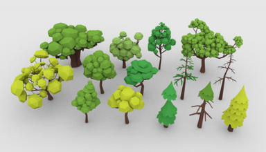 lowpoly trees pack 02 low-poly poly cartoon toon tiny asset plants leaves nature wood forest woodland landscape cityscape gameready game 3d print model - Mito3D
