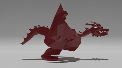 basso polidrago 3d stampa modello in mostri creature 3dexport drago low poly lowpoly 3d print model - Mito3D