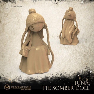 luna somber doll 3d print model in toys 3dexport decoration halloween toy miniature tabletop decor 50mm games-toys figurines figurine 3d print model - Mito3D