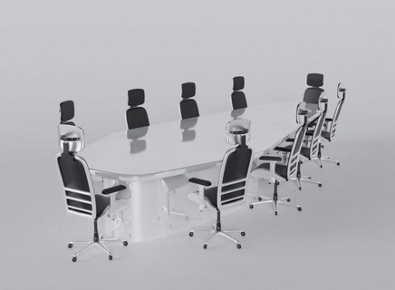 luxe conférence chambre table meubles meeting room lieu travail métal verre office chair Bureau officier réunion desk cuir siège roues fauteuil Plastique intérieur style chaise futuriste 3d print model - Mito3D