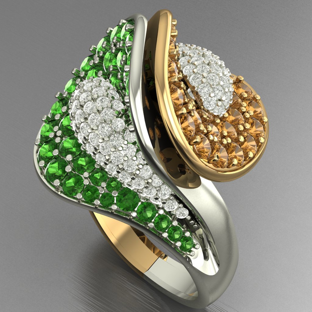 de lujo la boda del anillo las mujeres el diamante mitad 3dm oro whitegold propuesta genio joyería 3D print model - Mito3D