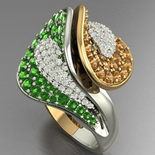Luxus-Hochzeit ring Frauen Hochzeit Luxus diamond die Hälfte 3dm gold Weißgold Vorschlag Genie Schmuck 3d print model - Mito3D