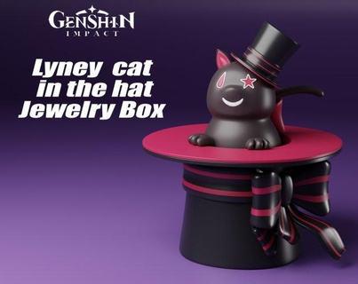 lyney gato chapéu joalheria caixa Genshin impacto animais 3d print model - Mito3D