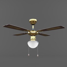 lyustra ventilyator eglo tiggano fan ceiling brass wood 3d print model - Mito3D