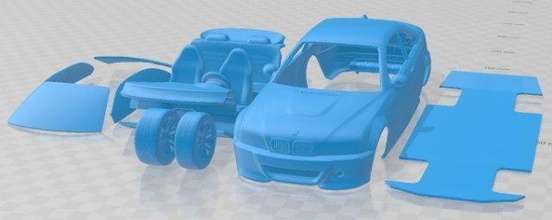m3 e46 csl imprimível carro fenda escalextrico Tamiya rc miniz passatempo micro 3d print model - Mito3D