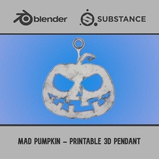 mad pumpkin - printable 3d pendant print model pendants accessory halloween gift jewel jewellery jewelry grund food decoraion scary creepy face angry evil rude fruit 3d print model - Mito3D