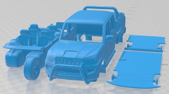 Mahindra galo Duplo táxi karoo 2022 imprimível carro automotivo fenda escalextrico Tamiya rc miniz passatempo micro 3d print model - Mito3D
