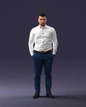 male manager 0116-2 3d print ready scan model polygon 3dprint human realistic posed character figurine people visualization miniatures casual fashion man woman child 3d print model - Mito3D