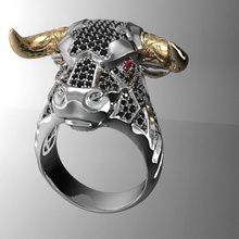 macho anillo de toro la joyería masculino bull imprimible los hombres exclusivo oro joya anillos 3dm 3ds 3d print model - Mito3D