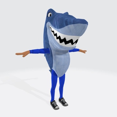 erkek köpekbalığı kostüm mavi hazır to yazdır 3d model in heykel 3dexport erkek köpekbalığı insan balığı meme moda clo3d muhteşem tasarımcı kostüm dizaynı adam zarif karakter giyim anime manga anime kızı minyatürler figürinler sanat 3d print model - Mito3D