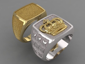 macho sello de la corona joyería masculino anillo signet vintage imprimible filigrana los hombres exclusivo joya anillos 3dm 3ds stl oro alta 3d print model - Mito3D