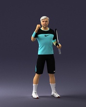male tennis player racket 0460 3d print ready scan model polygon 3dprint human realistic posed character people miniatures man woman child style success fashion beauty 3d print model - Mito3D