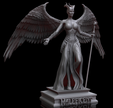 maleficent 3d print model in monsters & creatures 3dexport angelina jolie sorceress fairy staff elf wings flight fantasy fabulous woman creature forest nature statuette seal decoration horns 3d print model - Mito3D