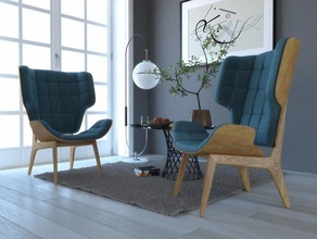 mammouth chaise décor ensemble 3d modèle in 3dexport décoration plante image livres lampe lampadaire salon meubles intérieur scène tissu moderne sièges ameublement 3d print model - Mito3D
