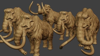 mammut pack1 3d drucken modell figuren 3dexport zahl skulptur diorama säugetier norden amerika prähistorisch höhlenmensch uralt jurassisch tier mammuthus pleistozän sibirien haar eis 3d print model - Mito3D