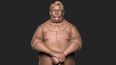 homme dessin animé patron d'affaire Masculin personnage toon père grand vieil Bureau miniatures 3d print model - Mito3D