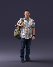 man bag 0824-3 3d print ready scan model polygon 3dprint human male realistic posed character figurine people visualization miniatures casual fashion woman child 3d print model - Mito3D