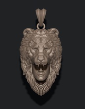 man bear pendant bearhead jewellery nature head mesh necklace woman jewelry angry roaring wild animal male boy men beer biar native indian 3d print model - Mito3D