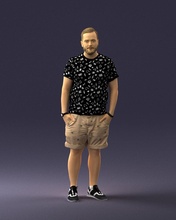 man in beige shorts 0323 3d print ready model 3dexport scan polygon 3dprint human male realistic posed character people miniatures woman child style success fashion beauty 3d print model - Mito3D