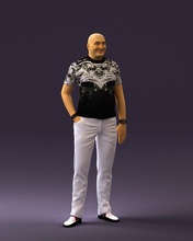 man black shirt white pants 0452 3d print ready scan model polygon 3dprint human male realistic posed character people miniatures woman child style success fashion beauty 3d print model - Mito3D