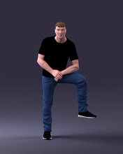 man in black t-shirt 1201 3d print ready model 3dexport scan polygon 3dprint human male realistic posed character people miniatures woman child style success fashion beauty 3d print model - Mito3D