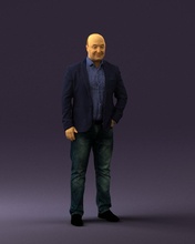 man in blue jacket jeans 0447 3d print ready model 3dexport scan polygon 3dprint human male realistic posed character people miniatures woman child style success fashion beauty 3d print model - Mito3D