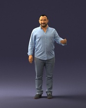 hombre in azul camisa 0368 3d impresión listo modelo 3dexport escanear polígono 3dprint humano masculino realista planteado personaje personas miniaturas mujer niño estilo éxito moda belleza 3d print model - Mito3D