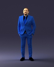 man blue suit 0155 3d print ready scan model polygon 3dprint human male realistic posed character people miniatures woman child style success fashion beauty 3d print model - Mito3D