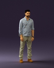 man blue white jeans 0437 3d print ready scan model polygon 3dprint human male realistic posed character people miniatures woman child style success fashion beauty 3d print model - Mito3D
