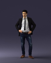 man casual clothes 0318 3d print ready 3dscan 3dprint human male printable businessman posed character figurine miniature 3dfigurine people realistic visualization miniatures render 660 demo cjp 3d print model - Mito3D
