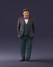 man in checkered jacket 0051 3d print ready model 3dexport scan polygon 3dprint human male realistic posed character people miniatures woman child style success fashion beauty 3d print model - Mito3D