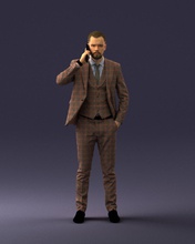 man in checkered suit 0220 3d print reay model 3dexport scan polygon 3dprint human male realistic posed character people miniatures woman child lothes style employee success 3d print model - Mito3D