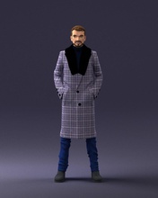 man coat 1119 3d print ready scan model polygon 3dprint human male realistic posed character people miniatures woman child style success fashion beauty 3d print model - Mito3D