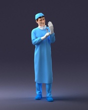 man doctors clothes 0222 3d print ready scan model polygon 3dprint human male realistic posed character people miniatures woman child doctor physician medicine health 3d print model - Mito3D