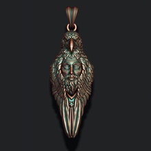 man eagle pendant jewellery nature head necklace jewelry angry wild animal male boy men bird fly gold jewel predator ring silver 3d print model - Mito3D