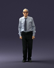 old man glasses 0101 3d print ready model in 3dexport scan polygon 3dprint human male realistic posed character people miniatures woman child style success fashion beauty 3d print model - Mito3D