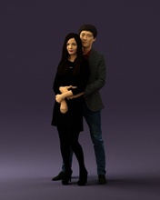 man gray hugs woman 0629 3d print ready scan model polygon 3dprint human male realistic posed character people miniatures child love relationship couple romance 3d print model - Mito3D