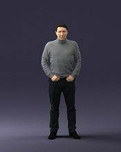 man gray sweater 0615 3d print ready scan model polygon 3dprint human male realistic posed character people miniatures woman child style success fashion beauty 3d print model - Mito3D