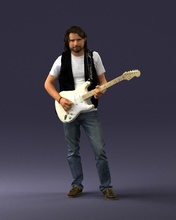 man guitar 0120 3d print ready scan model polygon 3dprint human male realistic posed character people miniatures woman child artist singer music song 3d print model - Mito3D