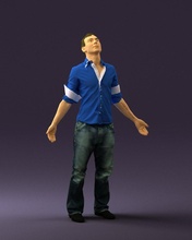 man inblessed pose blue 0602 3d print ready scan model polygon 3dprint human male realistic posed character people miniatures woman child style success fashion beauty 3d print model - Mito3D