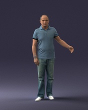 man jeans bald head 0366 3d print ready scan model polygon 3dprint human male realistic posed character people miniatures woman child style success fashion beauty 3d print model - Mito3D