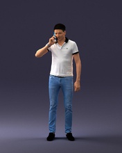 man mobile 0522 3d print ready scan model polygon 3dprint human male realistic posed character people miniatures woman child lothes style employee success 3d print model - Mito3D