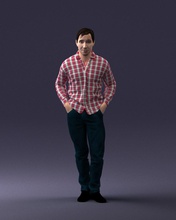 man plaid shirt 1121-9 3d print ready scan model polygon 3dprint human male realistic posed character people miniatures woman child style success fashion beauty 3d print model - Mito3D