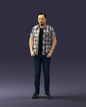 man plaid shirt 1202 3d print ready scan model polygon 3dprint human male realistic posed character people miniatures woman child style success fashion beauty 3d print model - Mito3D