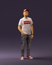 man red converse hat 0406 3d print ready scan model polygon 3dprint human male realistic posed character people miniatures woman child style success fashion beauty 3d print model - Mito3D